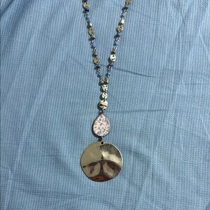 Silver and Blue Bohemian Pendant Necklace